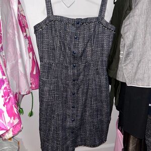 Banana Republic Size 12 Cotton Sleeveless Midi Tweed Dress